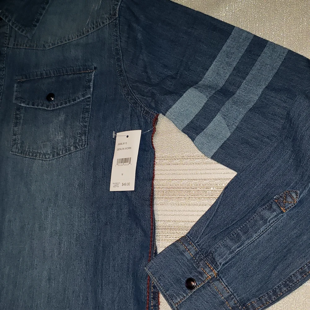 JOE'S Long Sleeve Distressed Denim Snap Button Up Shirt NEW Big Kids M (10/12)